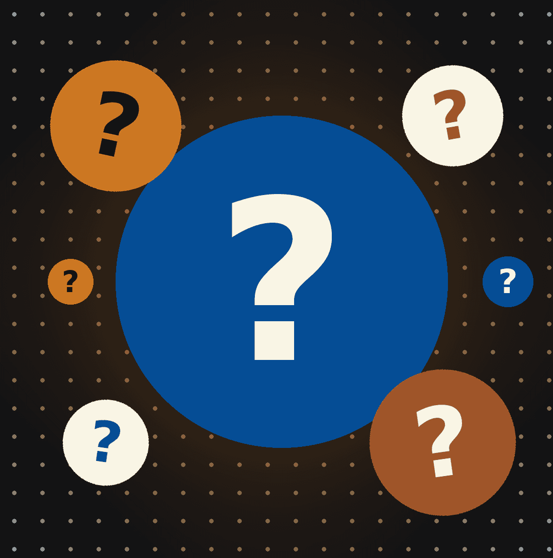 Question marks in Desyne brand colours